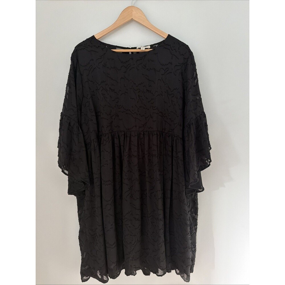 Umgee Cotton Burnout Babydoll Dress Flare Ruffle Bell  Sleeve 2XL Witchy Goth